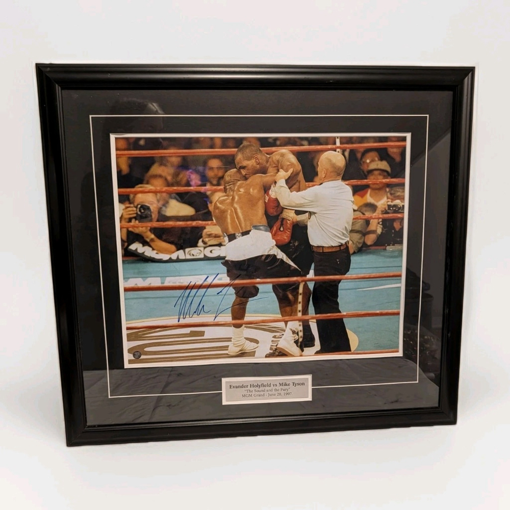 Mike Tyson Autograph w/COA Framed Photo 28x26" Ear Bite 1997 Evander Holyfield